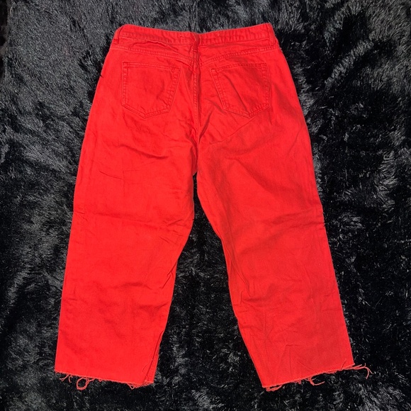 EUC Primark Red Raw Hem Cropped Jeans - Picture 2 of 8